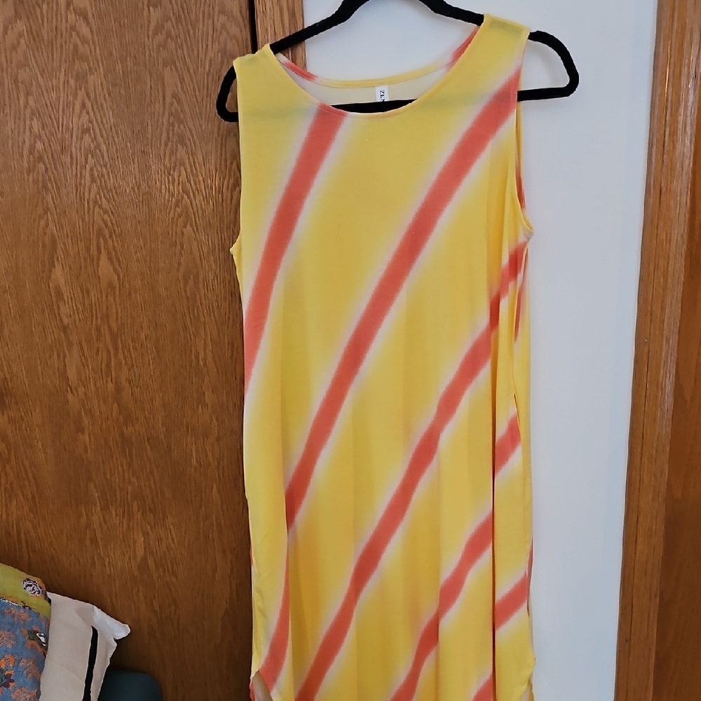 Zenana Outfitters Vibrant Yellow and Orange Maxi Dress Beach Cover Up